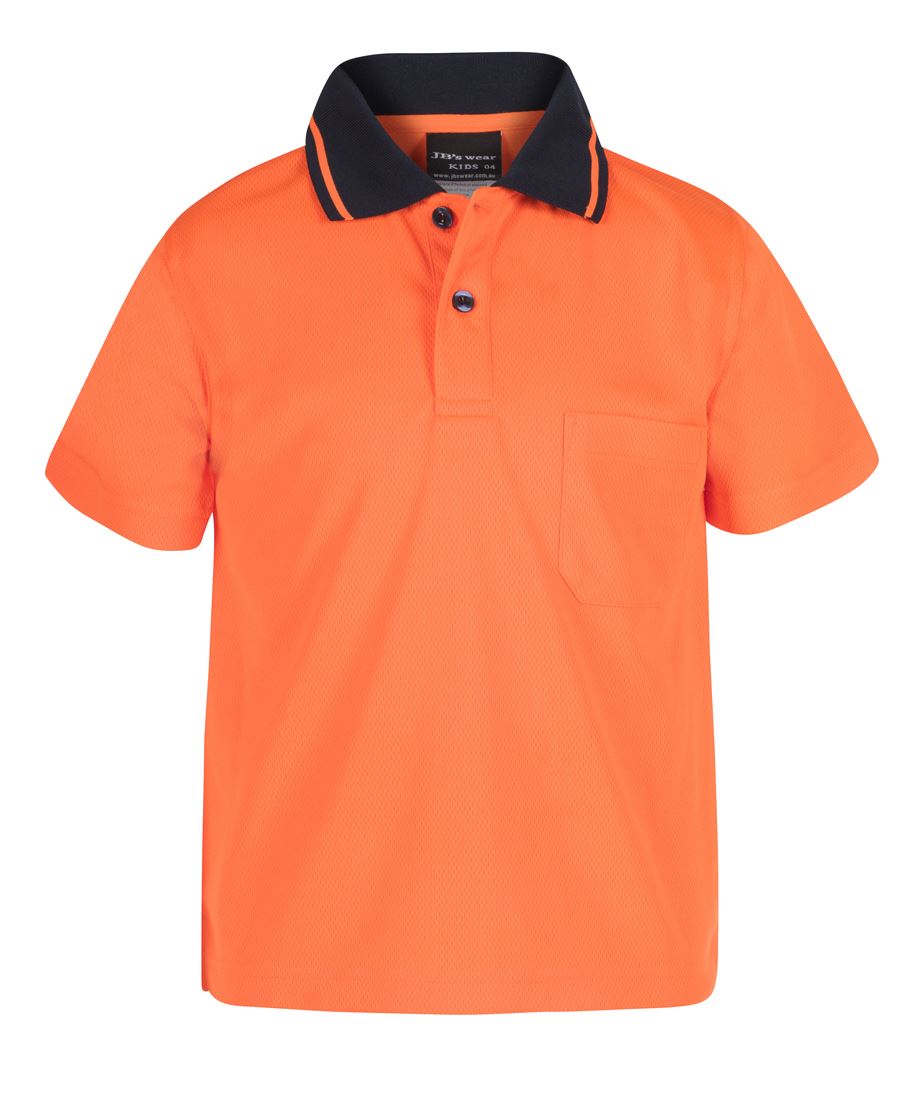 JB&#39;s Wear Kids Hi Vis Non Cuff Traditional Polo (6HVNC)