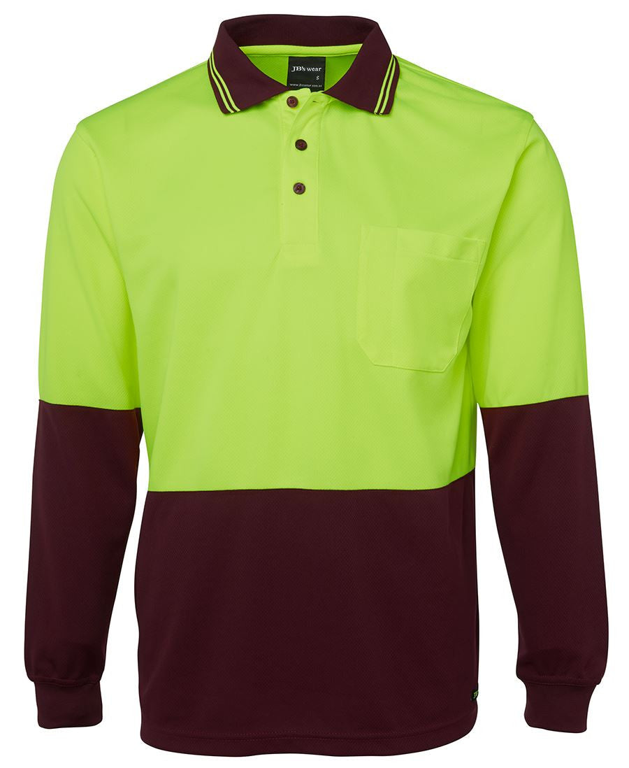 JB&#39;s Wear Hi Vis Long Sleeve Trad Polo - Adults (6HVPL)