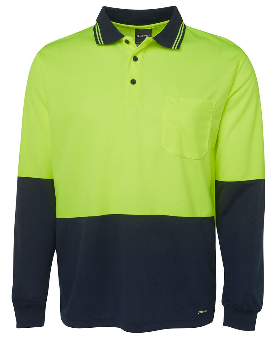 JB&#39;s Wear Hi Vis Long Sleeve Trad Polo - Adults (6HVPL)