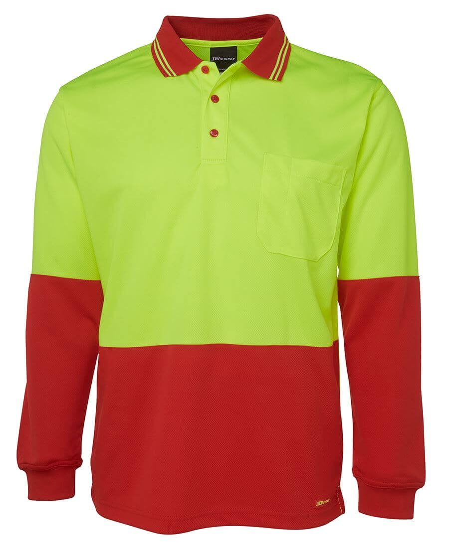 JB&#39;s Wear Hi Vis Long Sleeve Trad Polo - Adults (6HVPL)