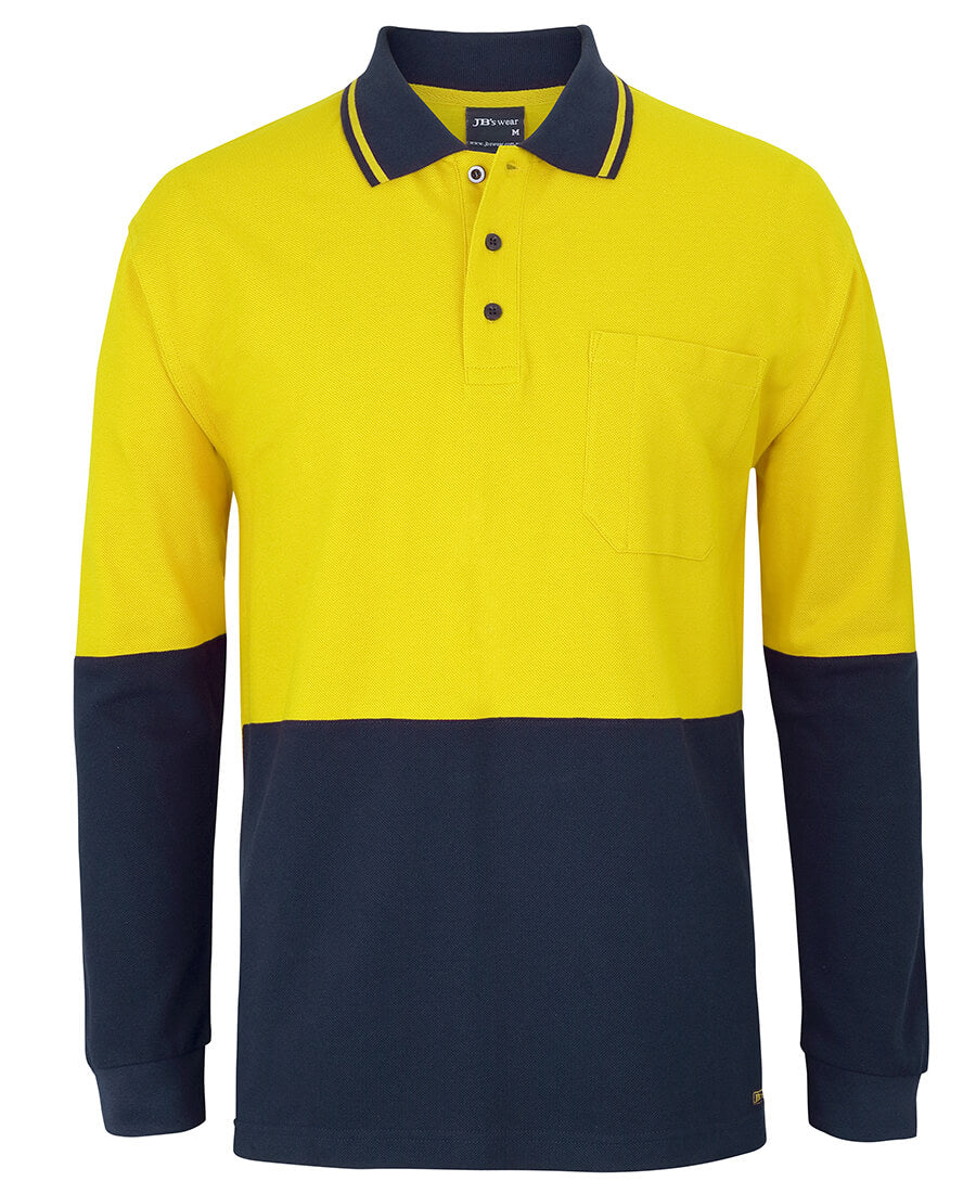 JB's Wear Hi Vis L/S Cotton Pique Trad Polo (6HVQL)