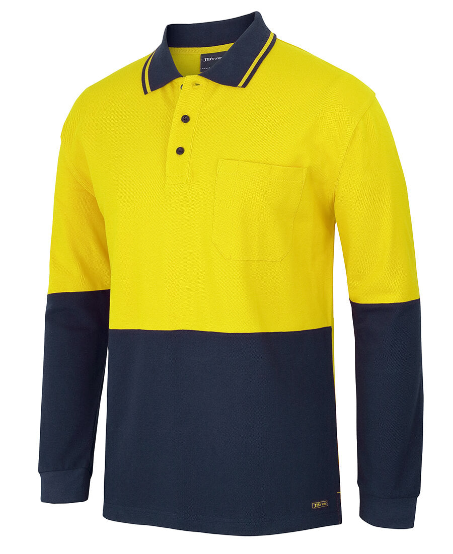 JB's Wear Hi Vis L/S Cotton Pique Trad Polo (6HVQL)