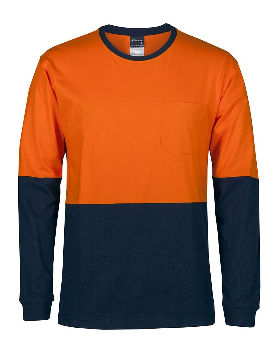 JB&#39;s Wear Hi Vis L/S Crew Neck Cotton T-Shirt (6HVTN)