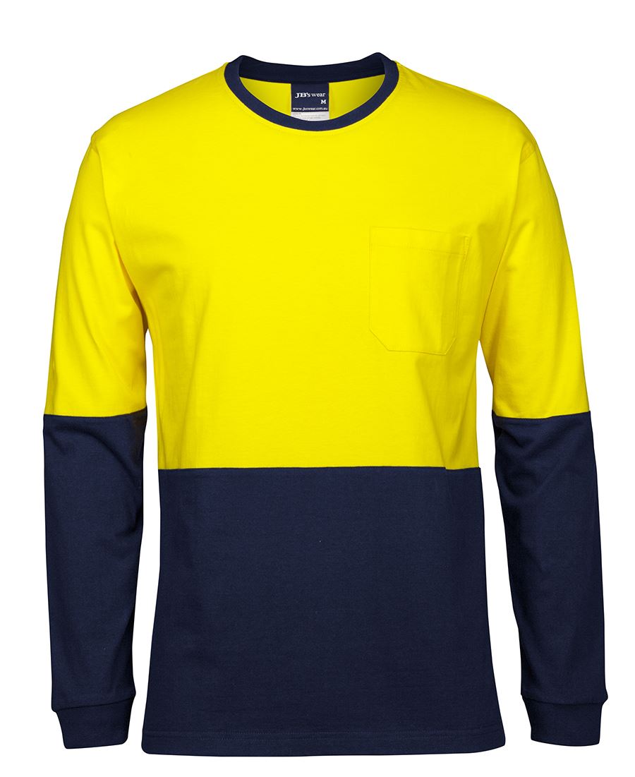 JB&#39;s Wear Hi Vis L/S Crew Neck Cotton T-Shirt (6HVTN)