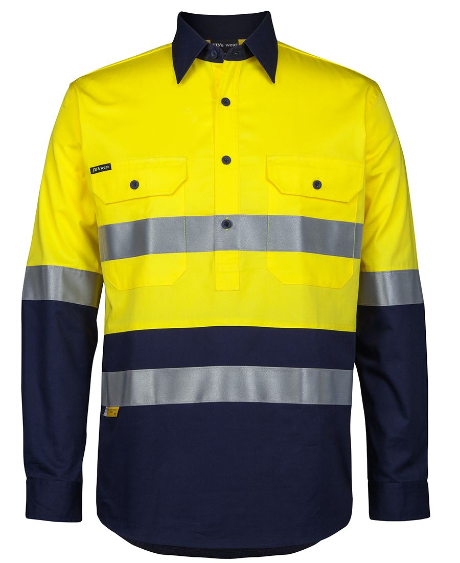 JB's Wear Hi Vis (D+N) Close Front L/S 150G Work Shirt (6HWCS)