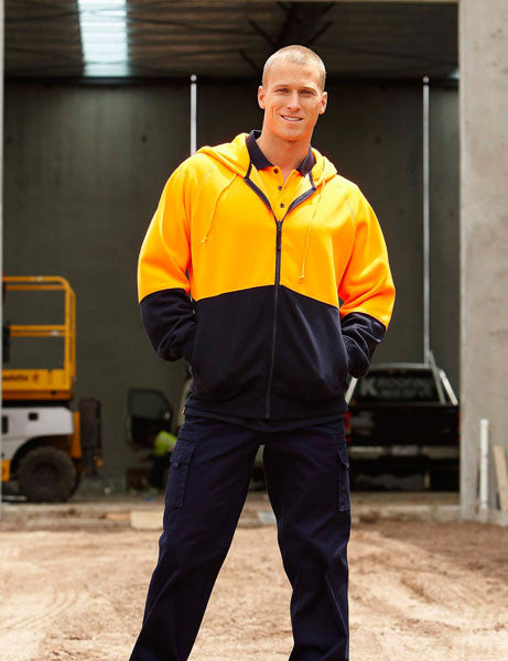 JB's Wear Hi Vis Hi Vis Full Zip Fleecy Hoodie - Adults (6HVH)