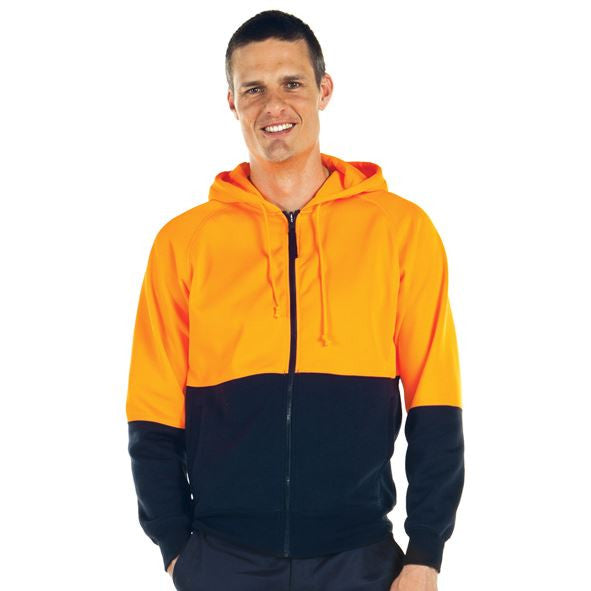 JB's Wear Hi Vis Hi Vis Full Zip Fleecy Hoodie - Adults (6HVH)