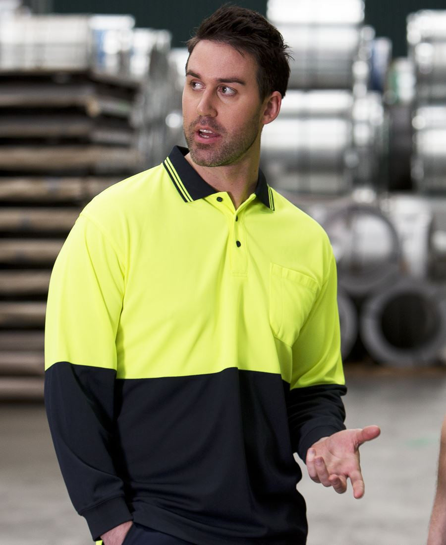 JB&#39;s Wear Hi Vis Long Sleeve Trad Polo - Adults (6HVPL)