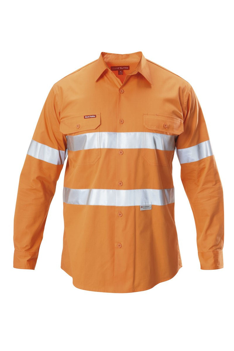 Hard Yakka Koolgear Hi-visibility Cotton Twill Ventilated Shirt With 3m Tape Long Sleeve (Y07996)