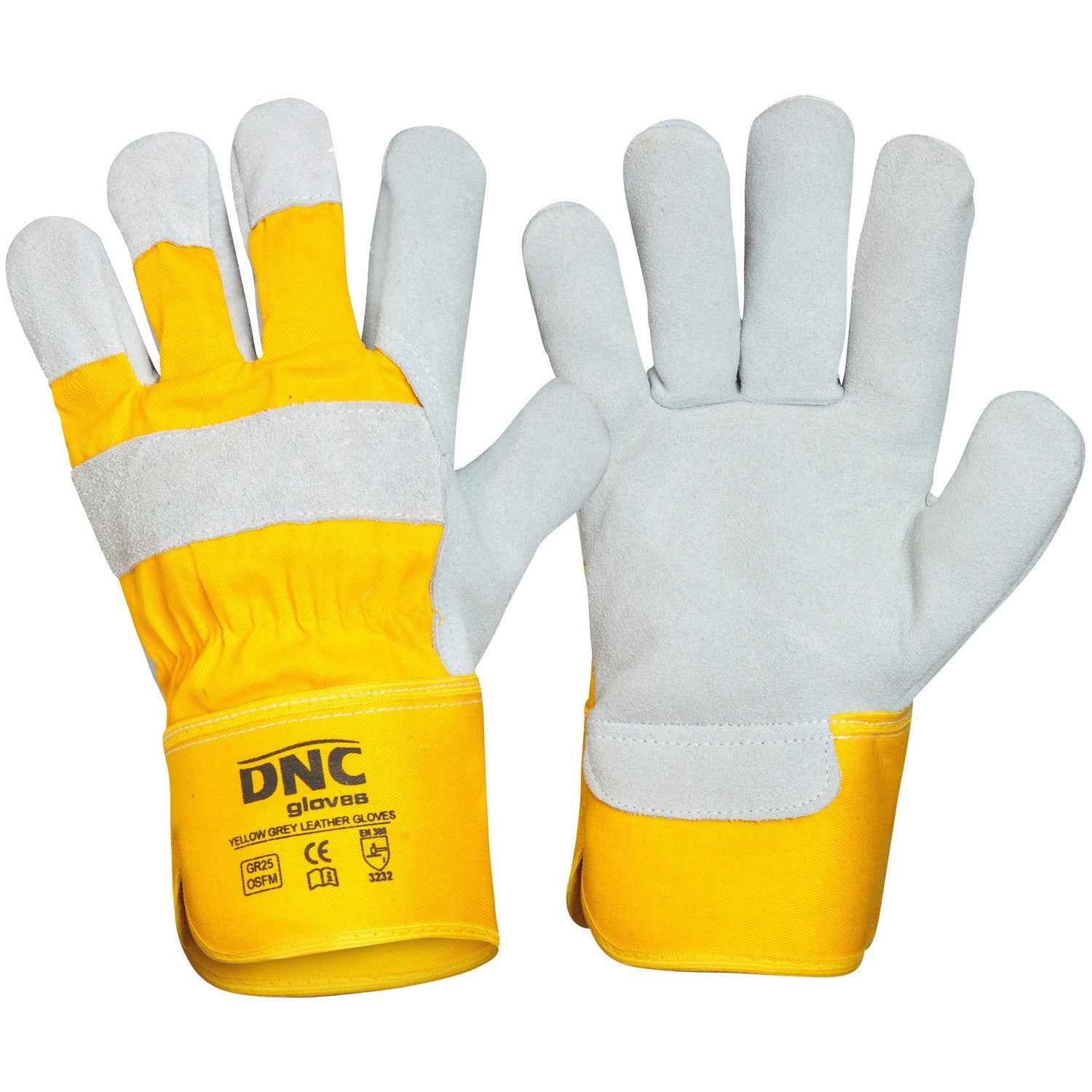 DNC Yellow Premium Grey Leather Glove (GR25)
