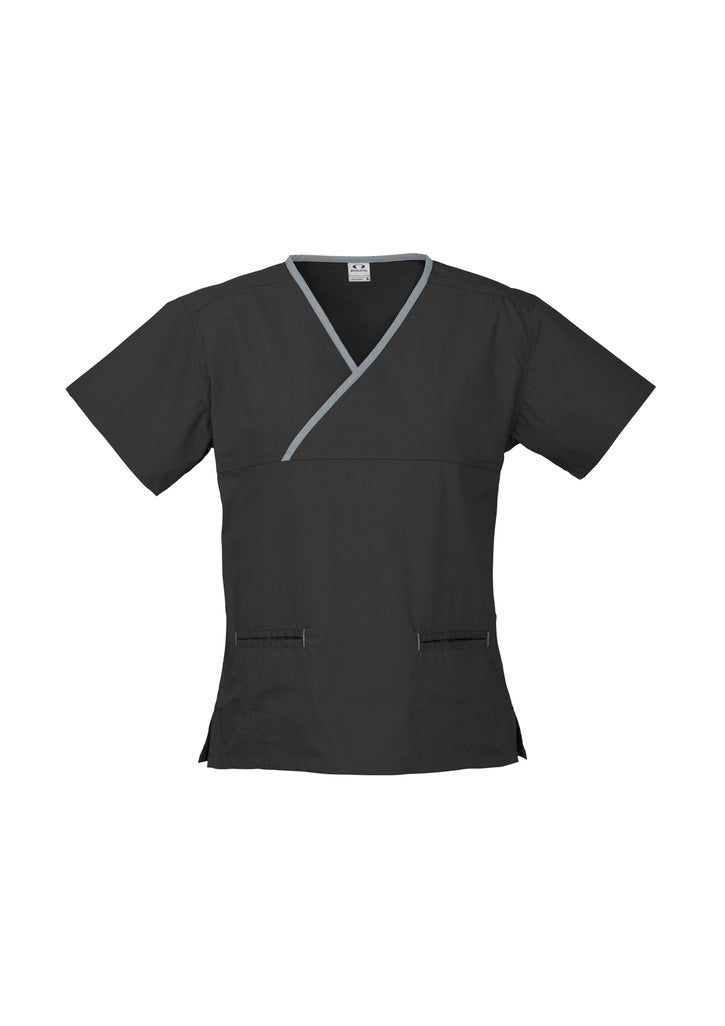 Biz Collection Ladies Contrast Crossover Scrubs Top (H10722)