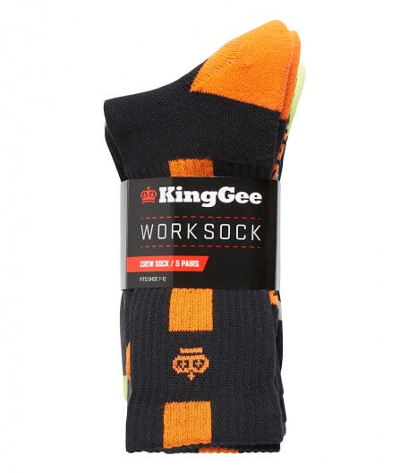 King Gee Men&#39;s Crew Cotton Work Sock-5 Pack (K09035)