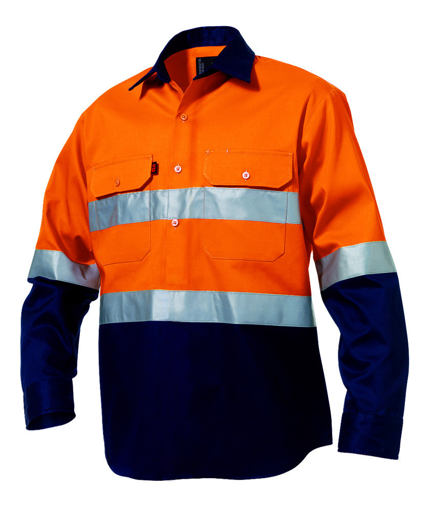 King Gee Reflective Closed Front Spliced Drill Shirt L/S (K54325)