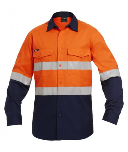 King Gee Workcool 2 Hi-Vis Reflective Spliced Shirt Long Sleeve (K54880)