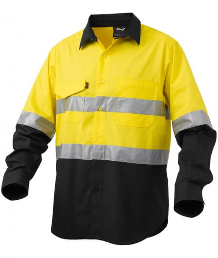 King Gee Workcool 2 Hi-Vis Reflective Spliced Shirt Long Sleeve (K54880)