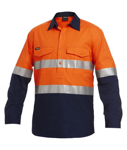 King Gee Workcool 2 Reflective Spliced Closed Front Shirt Long Sleeve (K54886)