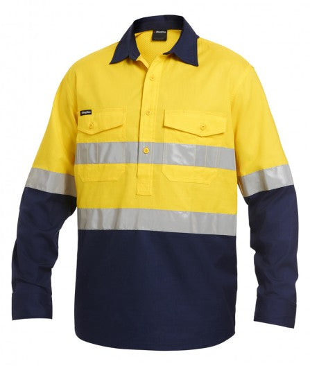 King Gee Workcool 2 Reflective Spliced Closed Front Shirt Long Sleeve (K54886)