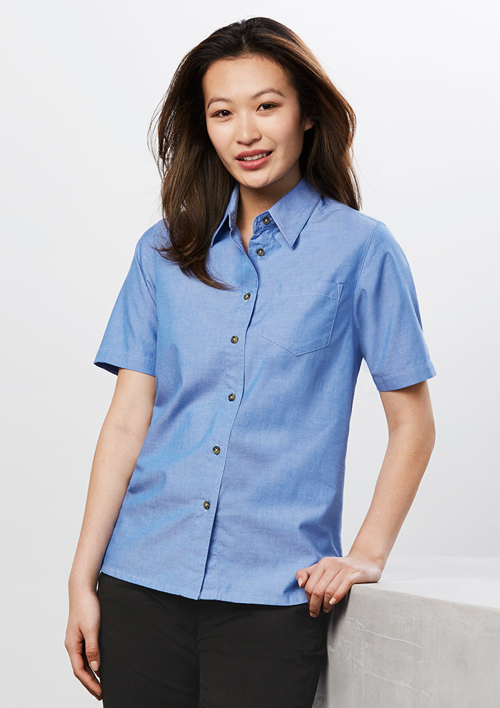 Biz Collection Womens Chambray Short Sleeve Shirt (LB6200)