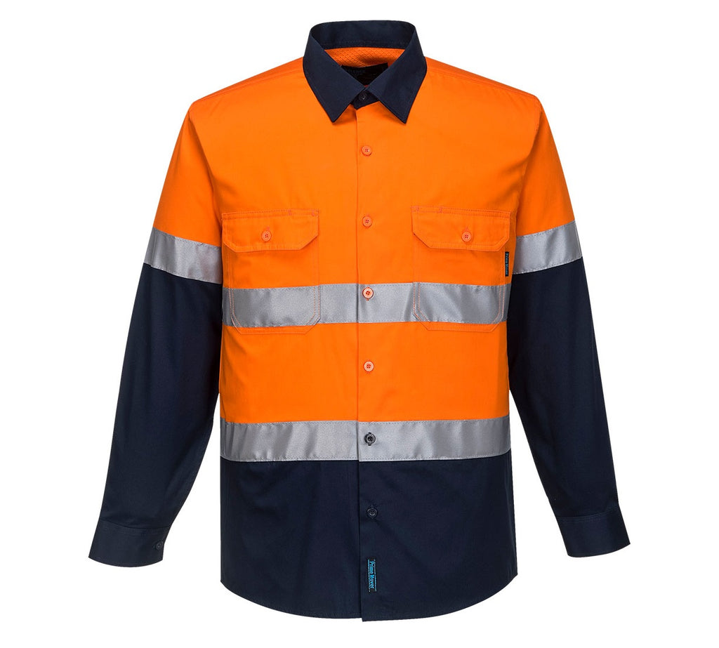 Portwest Hi Vis Two Tone Lightweight Long Sleeve Shirt With Tape (MA801)