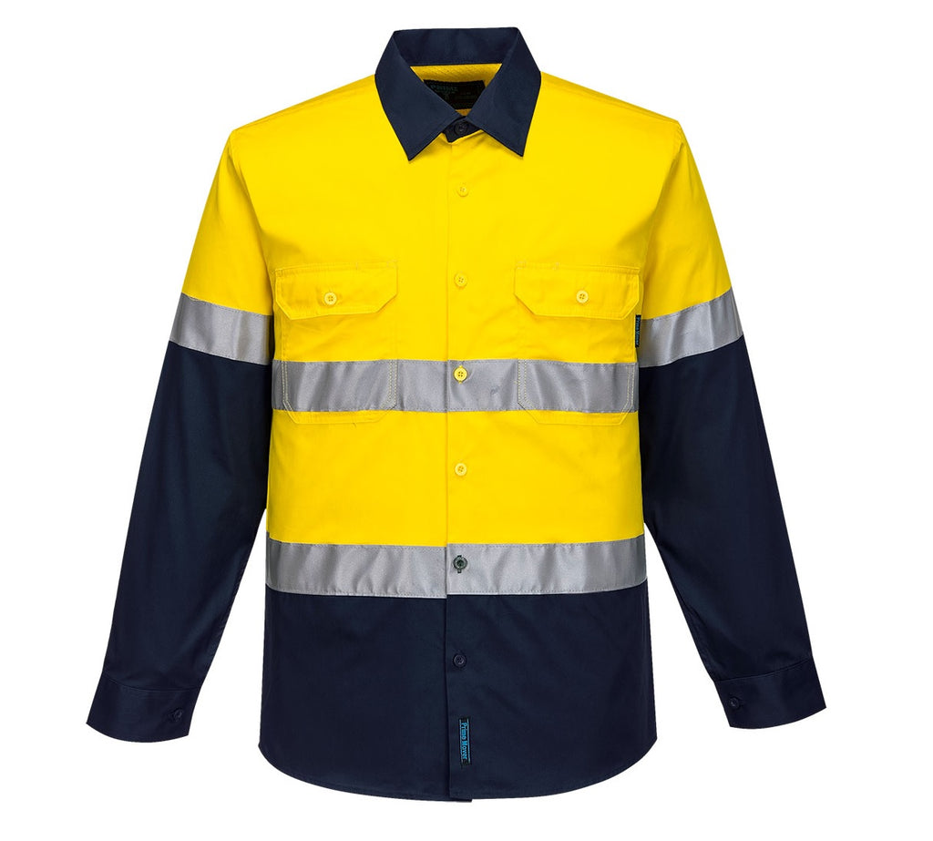 Portwest Hi Vis Two Tone Lightweight Long Sleeve Shirt With Tape (MA801)