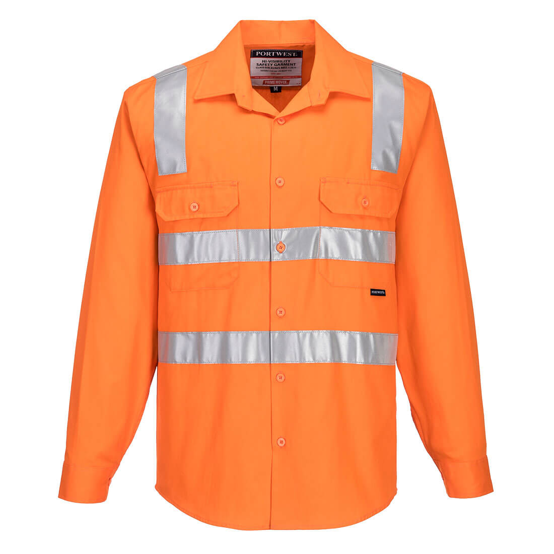 Portwest Hi-Vis Regular Weight Long Sleeve Shirt with Tape over Shoulder (MS191)