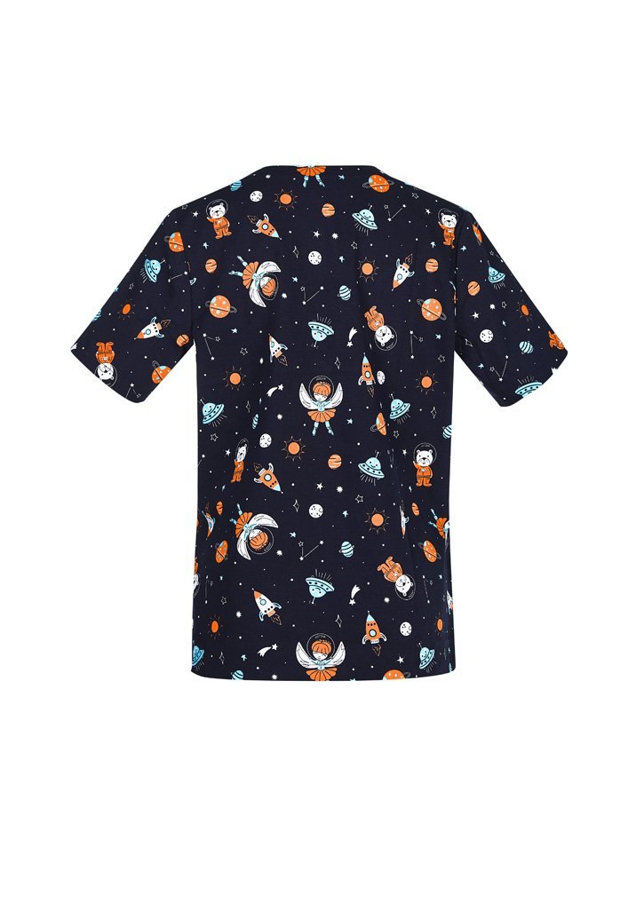 Biz Care Womens Space Party Scrub Top (CST148LS)