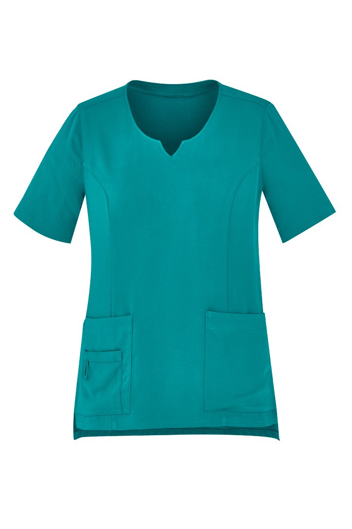 Biz Care Womens Avery Tailored Fit Round Neck Scrub Top (CST942LS)