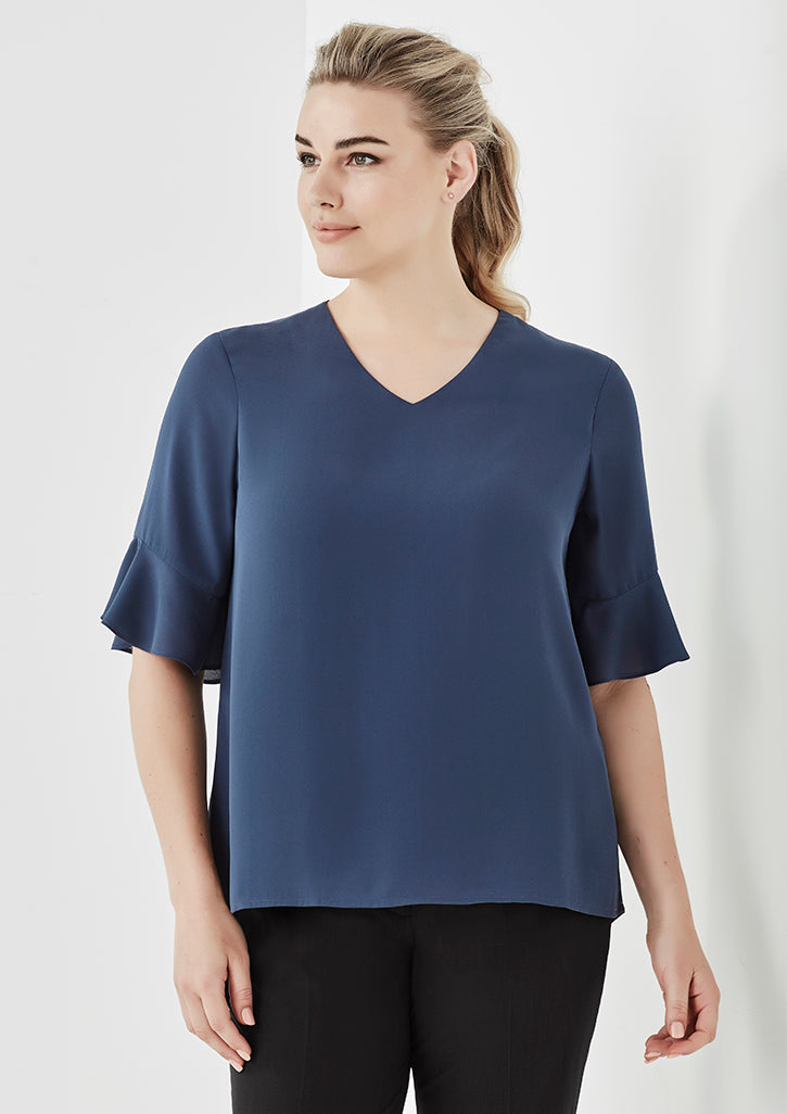 Biz-Corporate-Womens-Aria-Fluted-Sleeve-Blouse