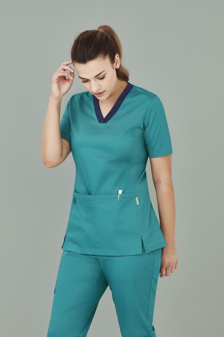 Biz Care Womens Riley Stretch Scrub Top- (CST043LS)