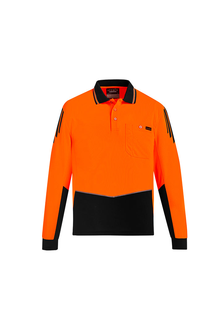 Syzmik Mens Hi Vis Flux Long Sleeve Polo- (ZH310)