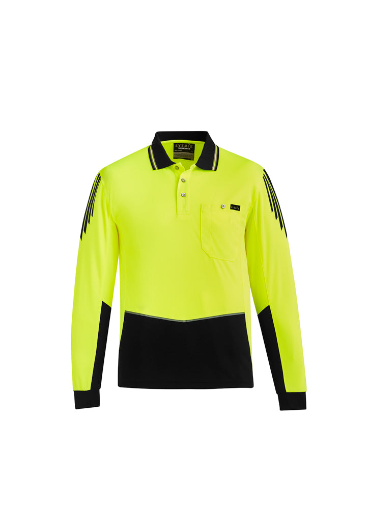 Syzmik Mens Hi Vis Flux Long Sleeve Polo- (ZH310)