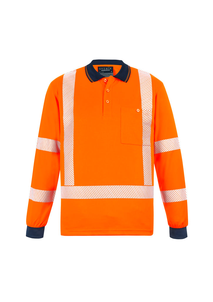 Syzmik Unisex Hi Vis X Back NSW Rail Long Sleeve Polo-(ZH690)