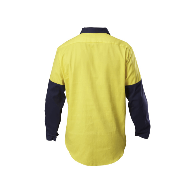 Hard Yakka Hi-visibility Two Tone Cotton Drill Closed Front Shirt With Gusset Long Sleeve (Y07984)