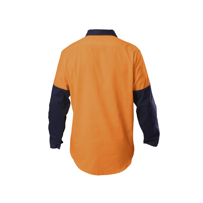 Hard Yakka Hi-visibility Two Tone Cotton Drill Closed Front Shirt With Gusset Long Sleeve (Y07984)