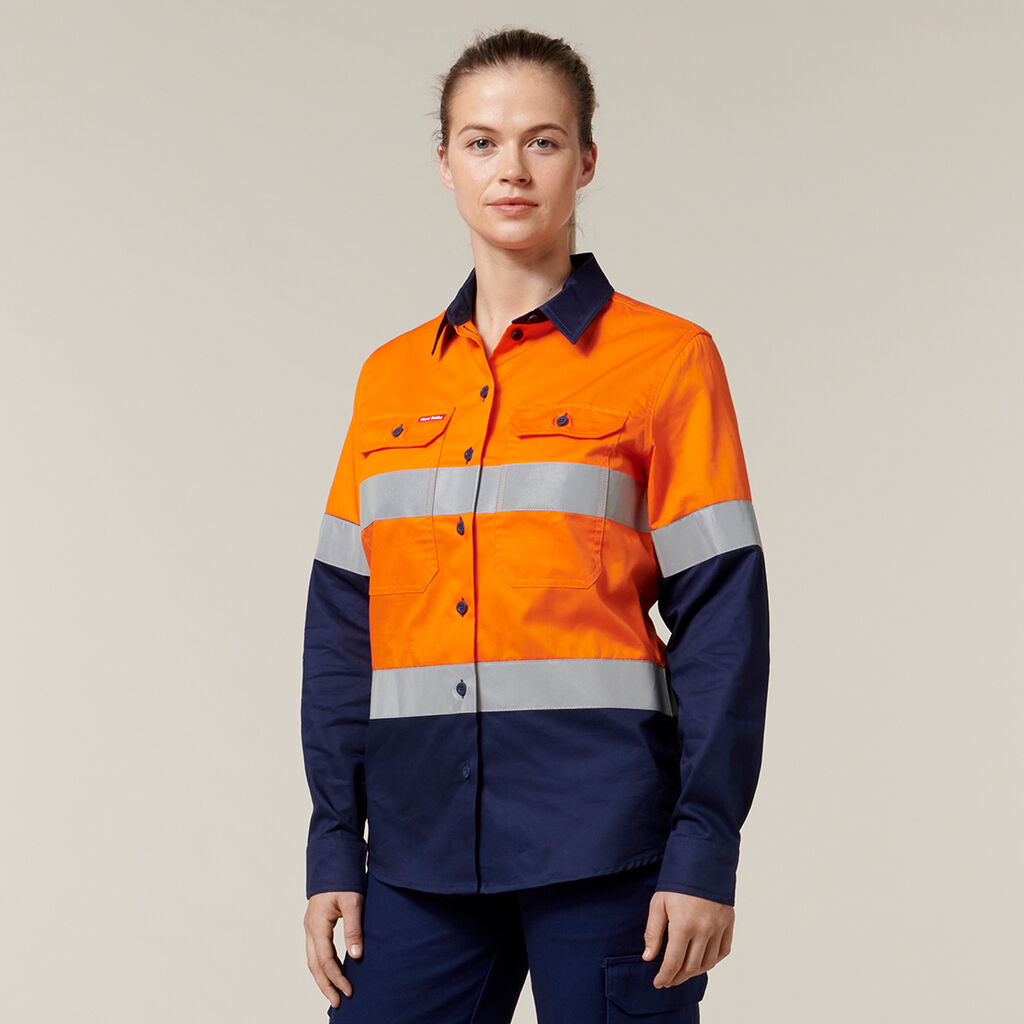 Hard Yakka L/Sl Hi Vis L/Weight 2 Tone Ventilated Shirt W/Tape (Y08805)