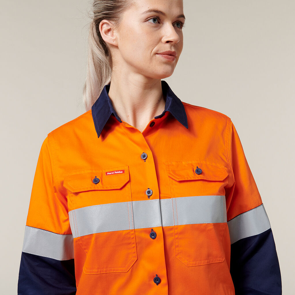 Hard Yakka L/Sl Hi Vis L/Weight 2 Tone Ventilated Shirt W/Tape (Y08805)