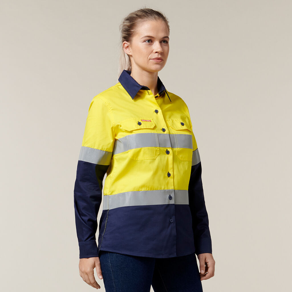 Hard Yakka L/Sl Hi Vis L/Weight 2 Tone Ventilated Shirt W/Tape (Y08805)