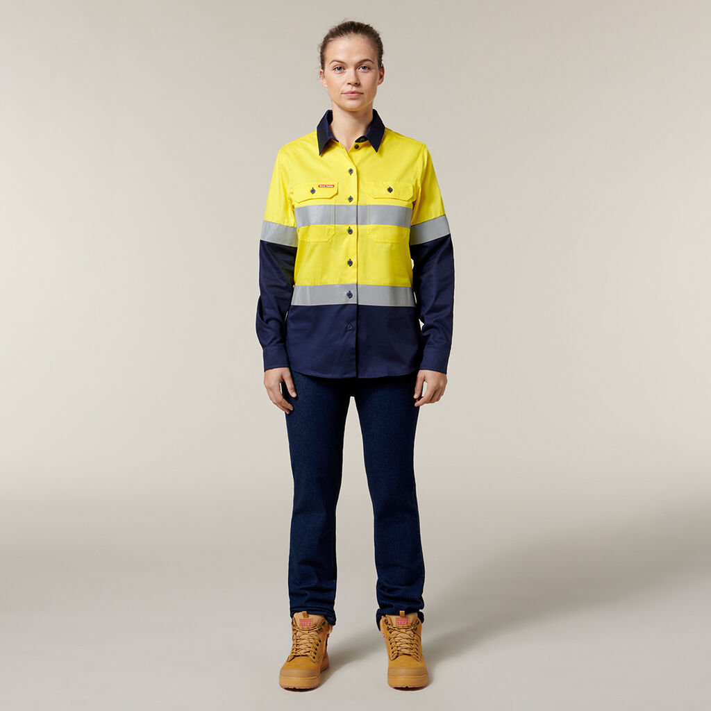 Hard Yakka L/Sl Hi Vis L/Weight 2 Tone Ventilated Shirt W/Tape (Y08805)