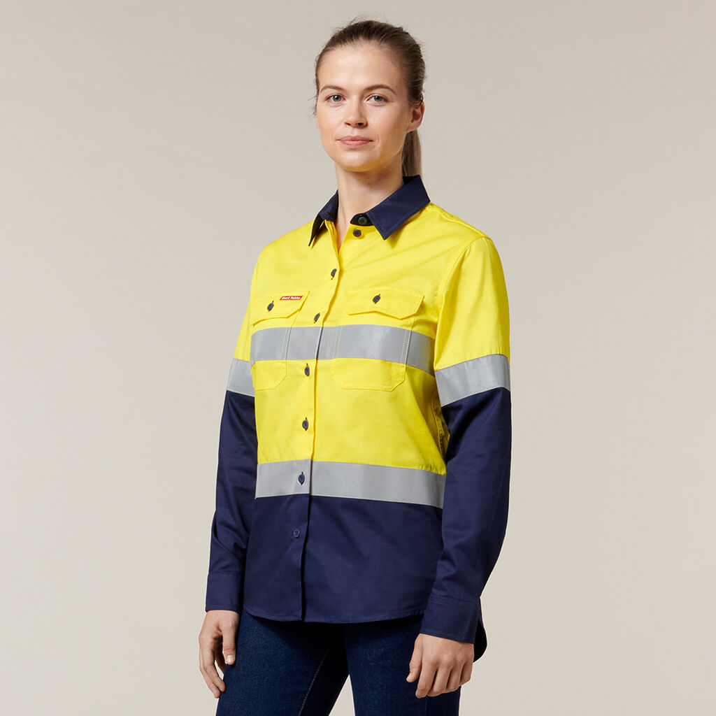 Hard Yakka L/Sl Hi Vis L/Weight 2 Tone Ventilated Shirt W/Tape (Y08805)