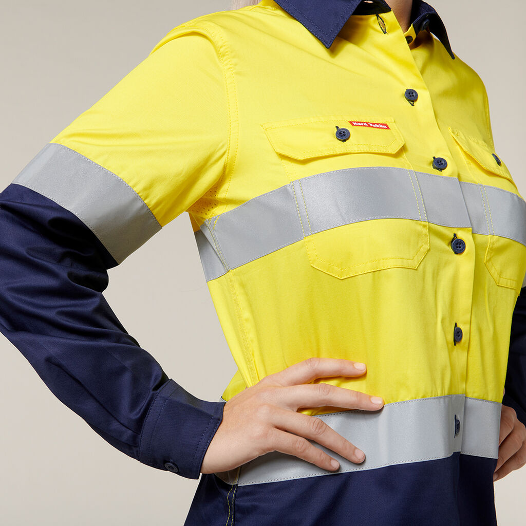 Hard Yakka L/Sl Hi Vis L/Weight 2 Tone Ventilated Shirt W/Tape (Y08805)